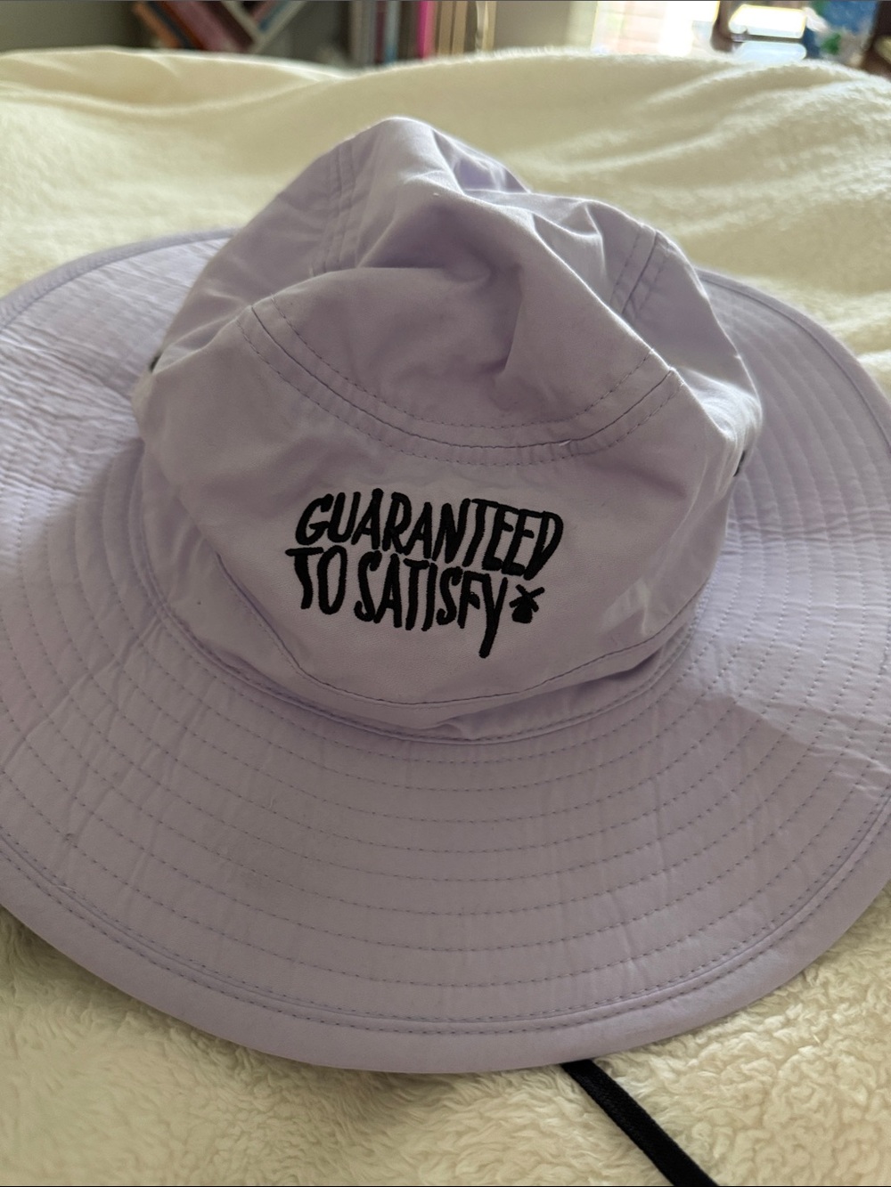 Dutch Bros Lavender Bucket Hat with Black Graphic Brim